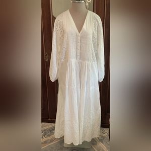 🤍🤍SALE🤍🤍 NWT ZARA Eyelet Lace Midi Emelia Dress White Size M